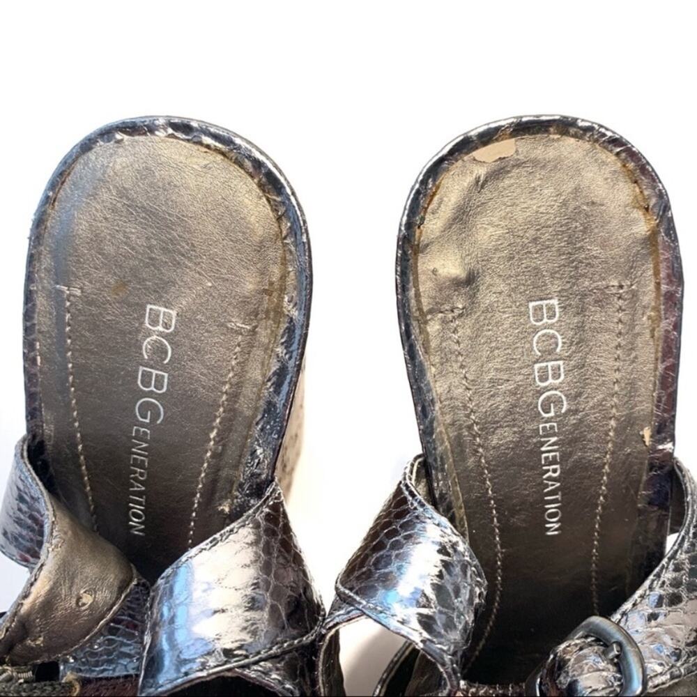 BCBGeneration Edelle Cork Platform Silver Wedges 8 - Picture 7 of 8